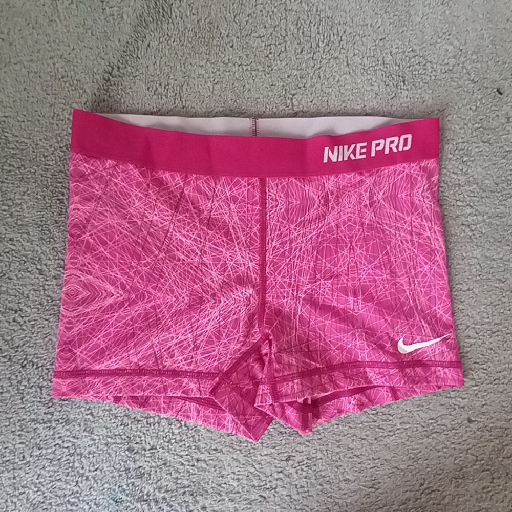 Nike Pro Dri-Fit Shorts-Pink/White-size M
